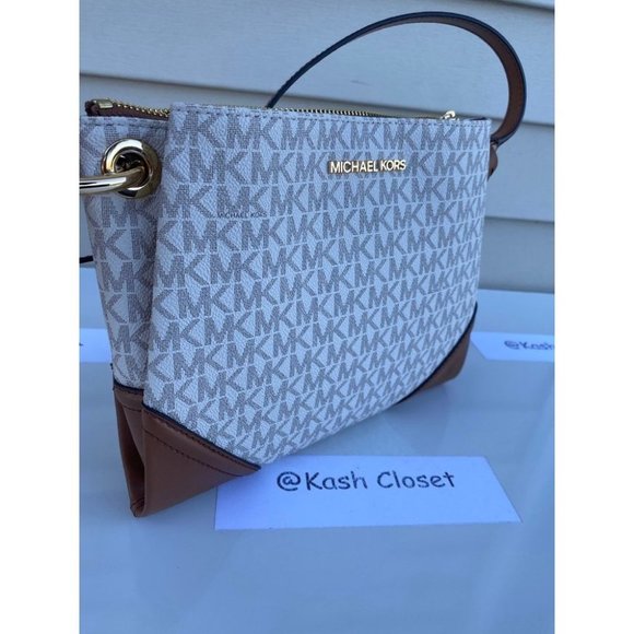 Michael Kors MK Nicole Large Triple Compartment Crossbody- Vanilla - Picture 2 of 9